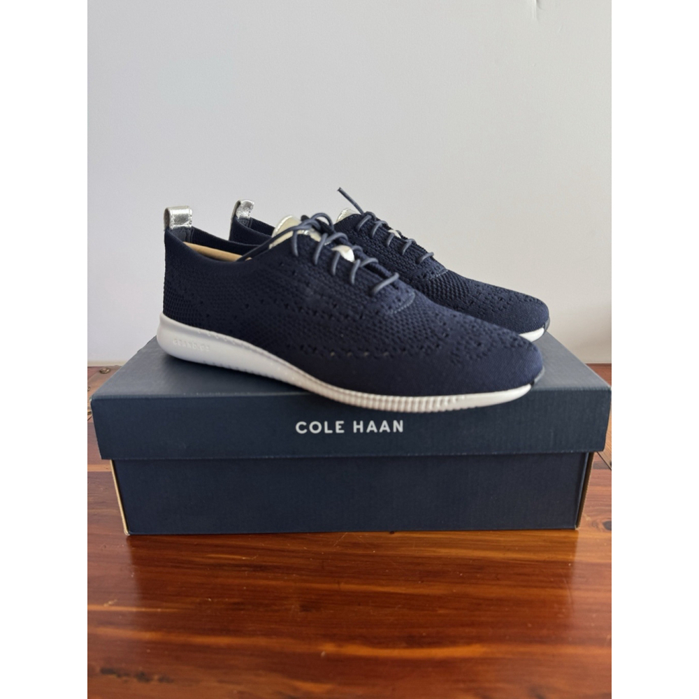 Cole Haan 2.ZERØGRAND Wingtip Oxford Women’s 8.5 B Navy Stitchlite Knit Shoes